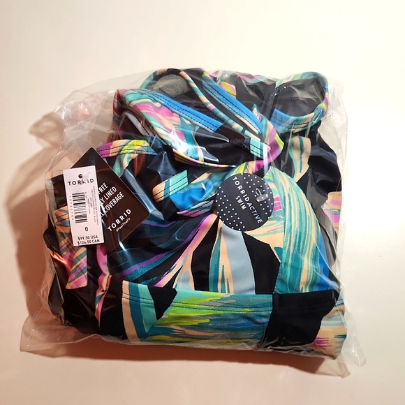 ❤️NWT VINTAGE TORRID TUMMY CONTROL - WIRELESS TROPICAL FLORAL PRINT - SWIMSUIT - Picture 3 of 15